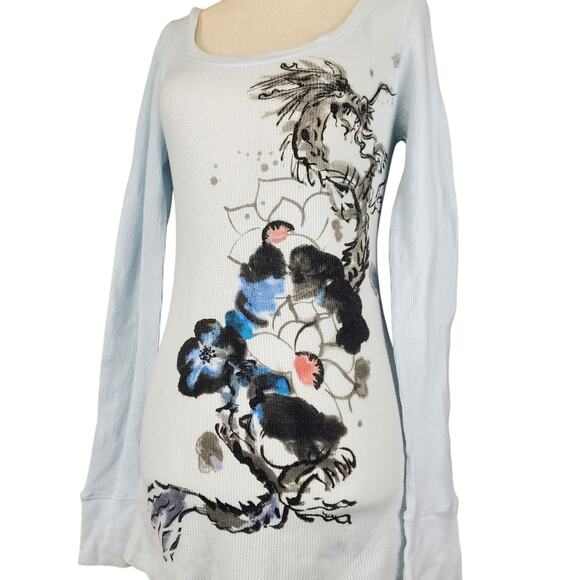 Lucky Brand Long-Sleeved Graphic Waffle Knit Graphic Slim Fit Top - XL - Picture 4 of 7